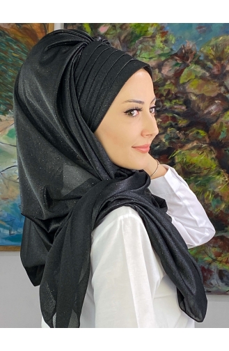 Schwarz Praktischer Turban 19AGS22ŞP22-02