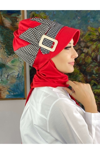 Red Ready to Wear Turban 19AGS22ŞP03-03