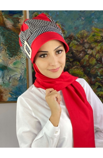 Red Ready to Wear Turban 19AGS22ŞP03-03