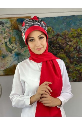 Rot Praktischer Turban 19AGS22ŞP03-03