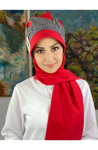 Red Ready to Wear Turban 19AGS22ŞP03-03