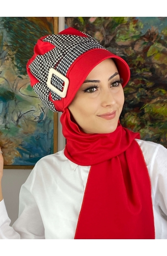 Red Ready to Wear Turban 19AGS22ŞP03-03