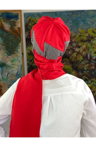 Rot Praktischer Turban 19AGS22ŞP03-03