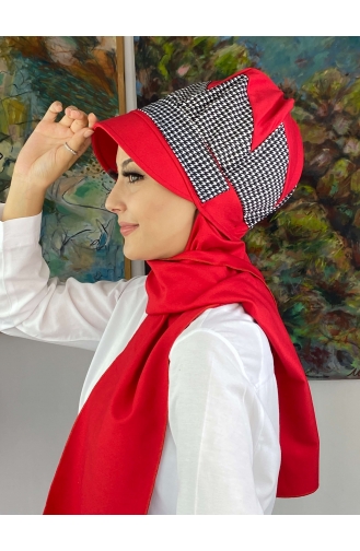 Red Ready to Wear Turban 19AGS22ŞP03-03