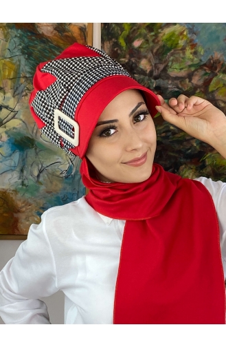 Red Ready to Wear Turban 19AGS22ŞP03-03