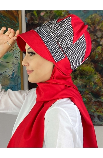 Red Ready to Wear Turban 19AGS22ŞP03-03