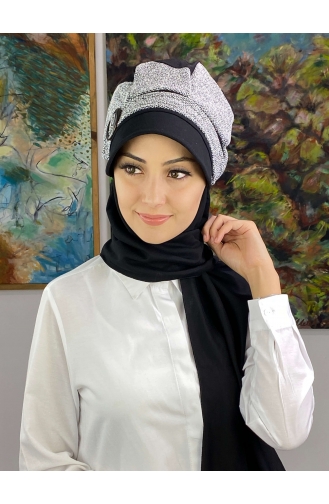 Gray Ready to Wear Turban 19AGS22ŞP20-01