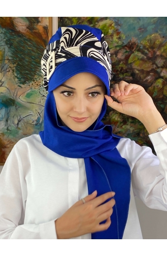 Saxon blue Ready to wear Turban 19AGS22ŞP11-02