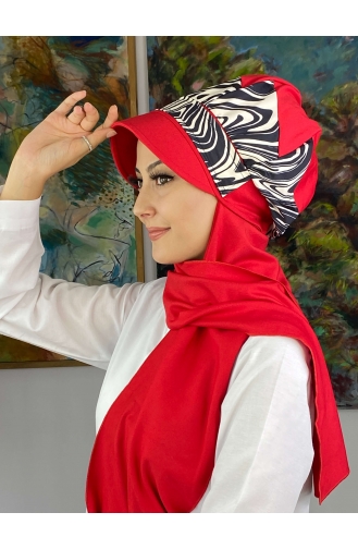 Red Ready to Wear Turban 19AGS22ŞP11-03