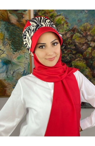 Red Ready to Wear Turban 19AGS22ŞP11-03