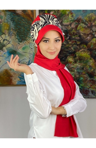 Red Ready to Wear Turban 19AGS22ŞP11-03