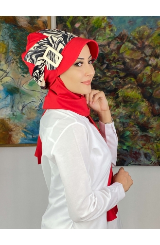 Red Ready to Wear Turban 19AGS22ŞP11-03