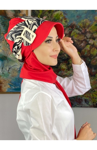 Red Ready to Wear Turban 19AGS22ŞP11-03