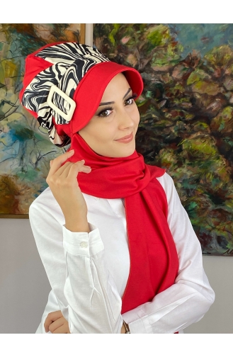 Red Ready to Wear Turban 19AGS22ŞP11-03