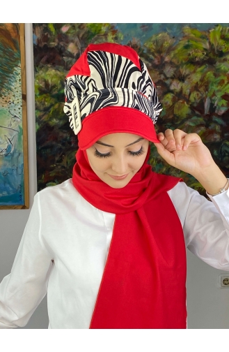 Red Ready to Wear Turban 19AGS22ŞP11-03