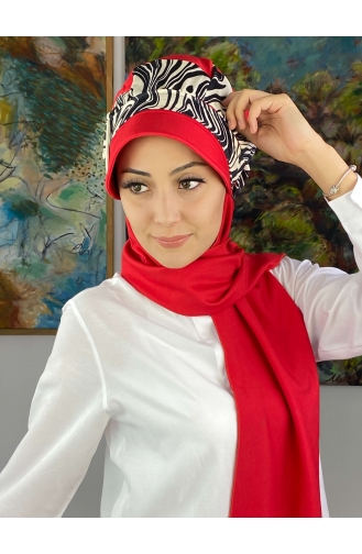 Red Ready to Wear Turban 19AGS22ŞP11-03