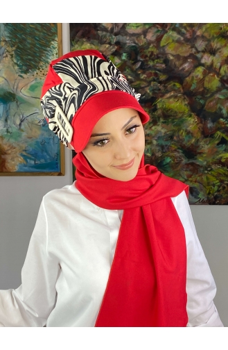 Red Ready to Wear Turban 19AGS22ŞP11-03