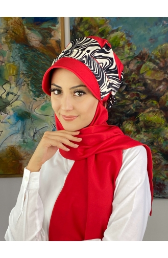 Red Ready to Wear Turban 19AGS22ŞP11-03