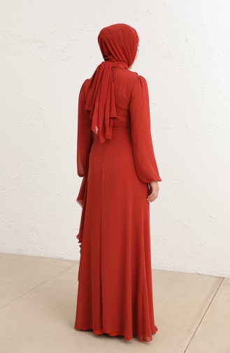 Ziegelrot Hijab-Abendkleider 5718-01
