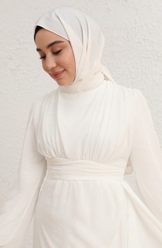 فساتين سهرة بتصميم اسلامي أبيض 5718-02