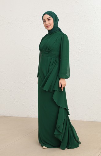 Emerald Green Hijab Evening Dress 5718-04