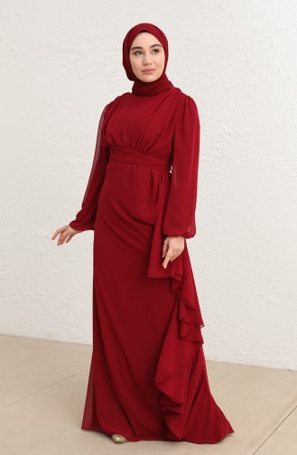 Weinrot Hijab-Abendkleider 5718-05