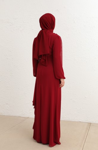 Claret Red Hijab Evening Dress 5718-05
