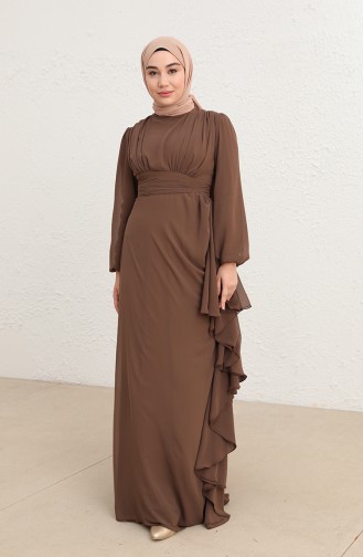 Brown Hijab Evening Dress 5718-10
