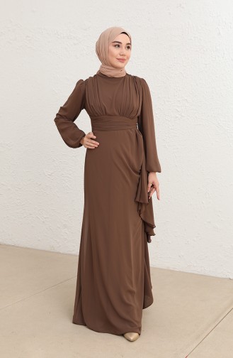 Brown Hijab Evening Dress 5718-10