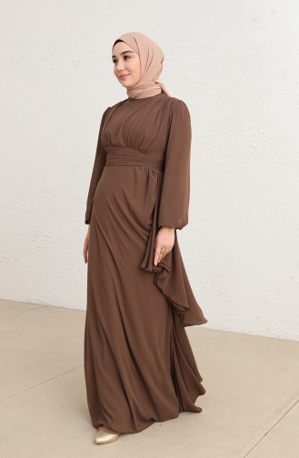 Brown Hijab Evening Dress 5718-10