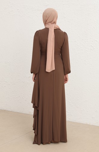 Brown Hijab Evening Dress 5718-10