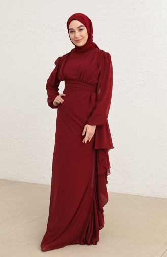 Dark Claret Red İslamitische Avondjurk 5718-13