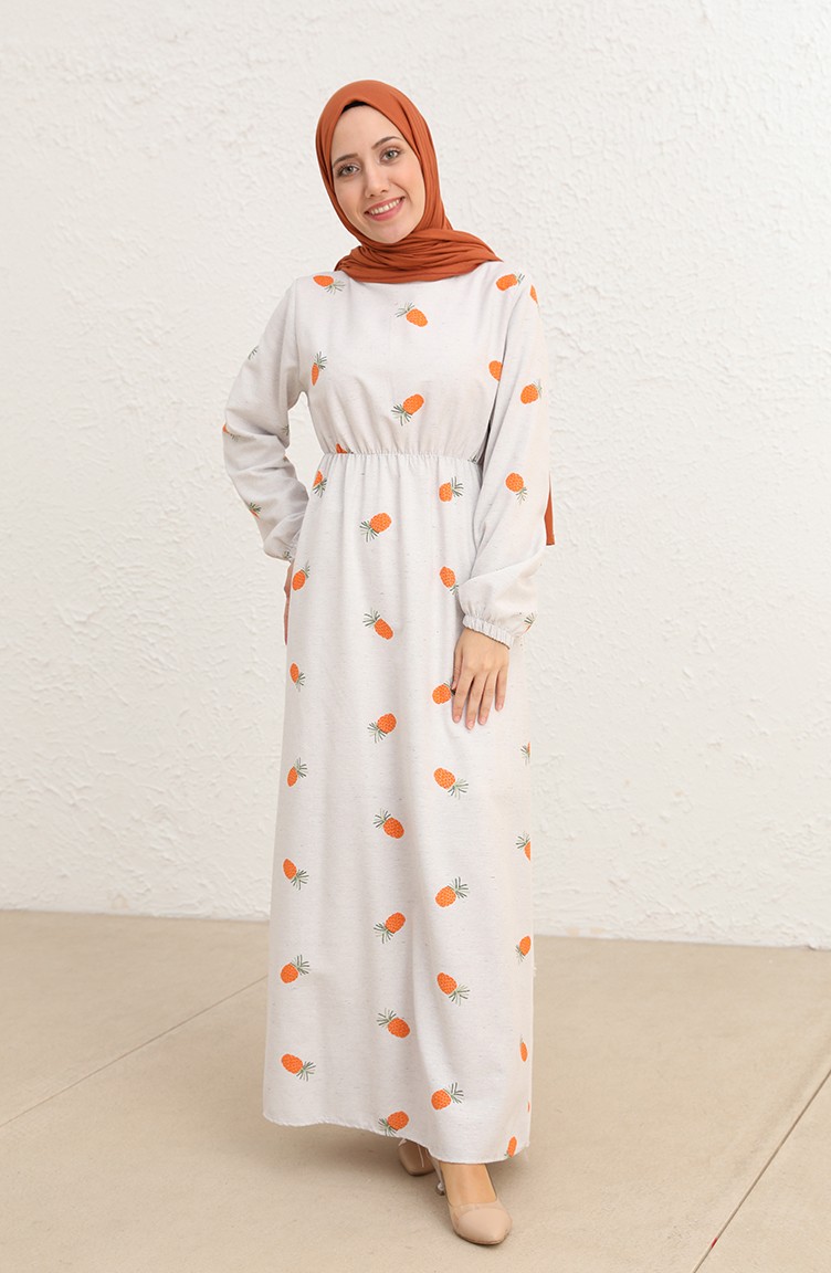 Orange Hijab Dress 10555-02