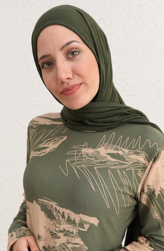 Tofisa Desenli Elbise 3068-02 Haki