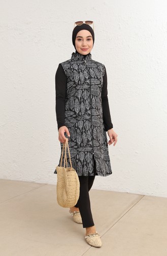 Schwarz Hijab Badeanzug 012-01