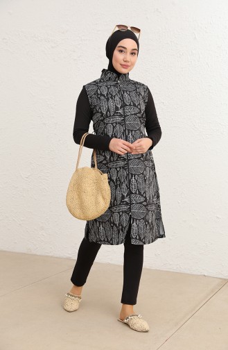 Schwarz Hijab Badeanzug 012-01