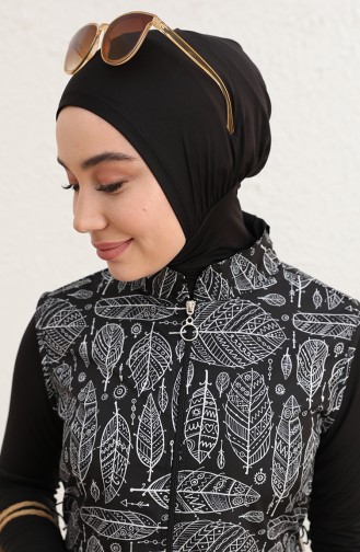 Schwarz Hijab Badeanzug 012-01