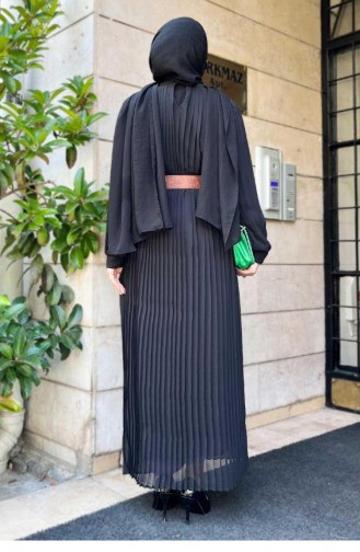 Piliseli Kemerli Abiye 16400 Siyah