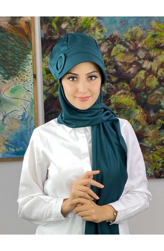 Teal Ready to Wear Turban 19AGS22ŞP25-06