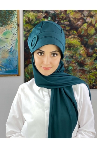 Teal Ready to Wear Turban 19AGS22ŞP25-06