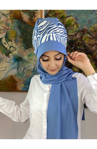 Blue Ready to Wear Turban 19AGS22ŞP02-01