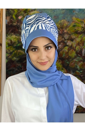 Blue Ready to Wear Turban 19AGS22ŞP02-01