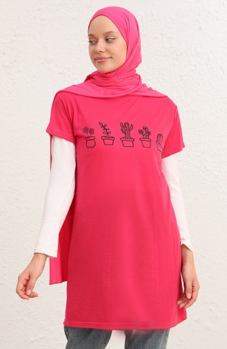 Tshirt İmprimé 8133-04 Fuchsia 8133-04