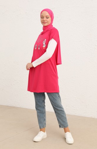 Printed Long Tshirt Fuchsia 8134-02