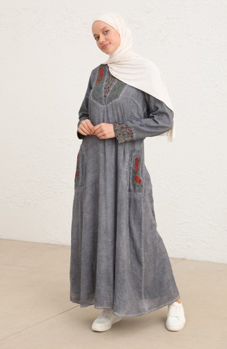 Gray Hijab Dress 9099-01