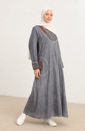 Gray Hijab Dress 9099-01