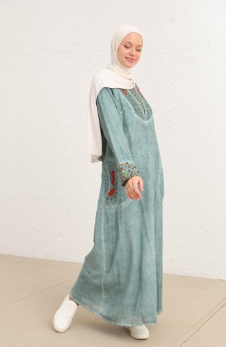 Hellgrün Hijab Kleider 9099-03