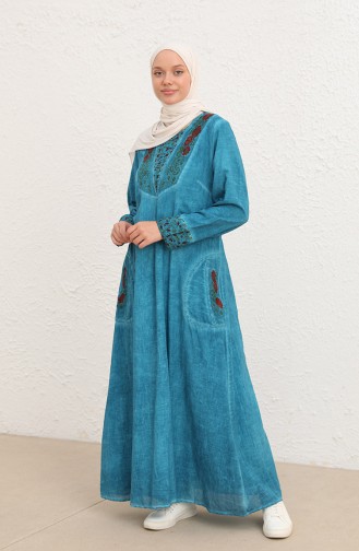 Robe Hijab Pétrole 9099-06