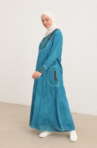 Robe Hijab Pétrole 9099-06