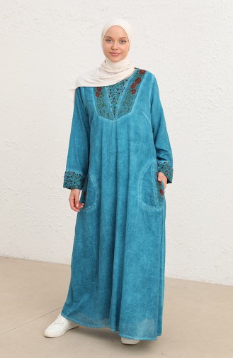 Robe Hijab Pétrole 9099-06